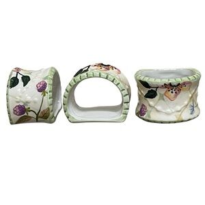 Tracy Porter The Evelyn Collection Hand Painted Floral Napkin Rings Set of 3